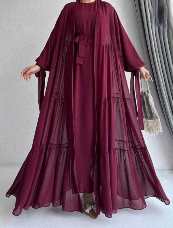 কুচিকাটা গাউন বোরকা ডুবাই চেরি কাপড়ে তৈরি Maroon
