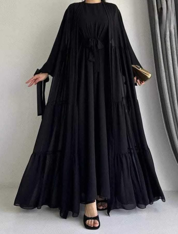 কুচিকাটা গাউন বোরকা ডুবাই চেরি কাপড়ে তৈরি Black